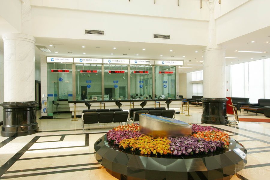 銀行營業(yè)大廳中間圓形花臺設(shè)計效果圖