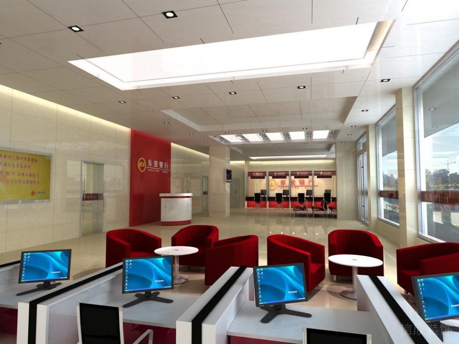 銀行理財區(qū)紅色的單人沙發(fā)