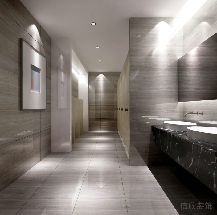 內(nèi)嵌式射燈簡約洗手間效果圖