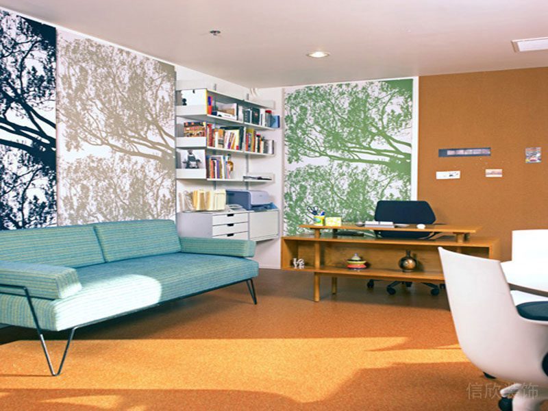 辦公室裝修藍色布藝沙發(fā)