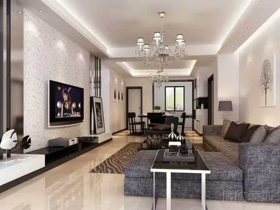 客廳裝修_墻面貼壁紙