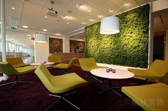 布藝獨(dú)立沙發(fā)辦公室洽談室綠色清新裝修效果圖