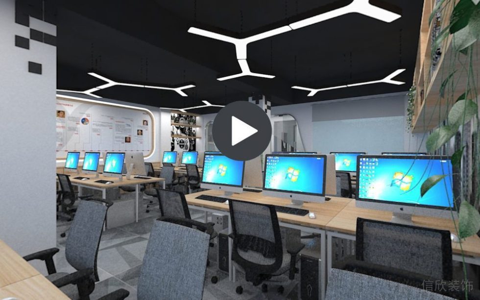 黑白色調(diào)簡(jiǎn)約辦公室裝修效果圖