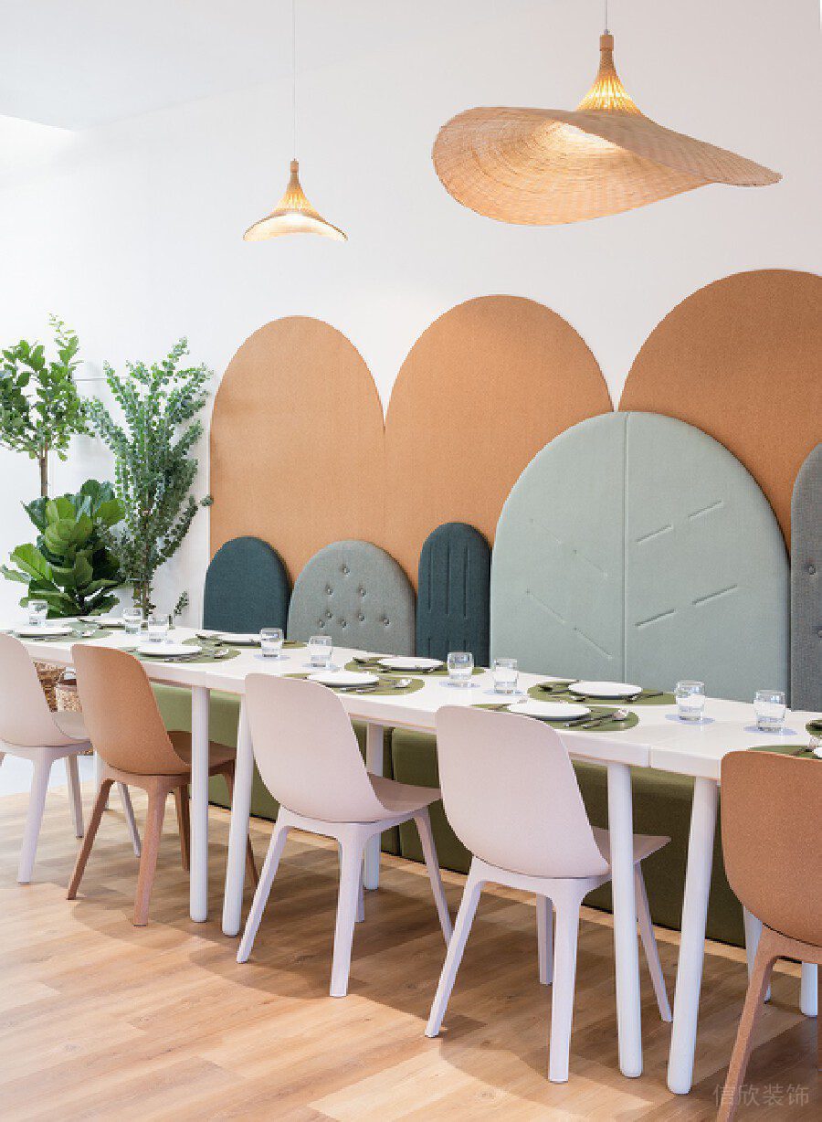 童趣就餐區(qū)餐廳竹編創(chuàng)意天花吊頂設(shè)計(jì)