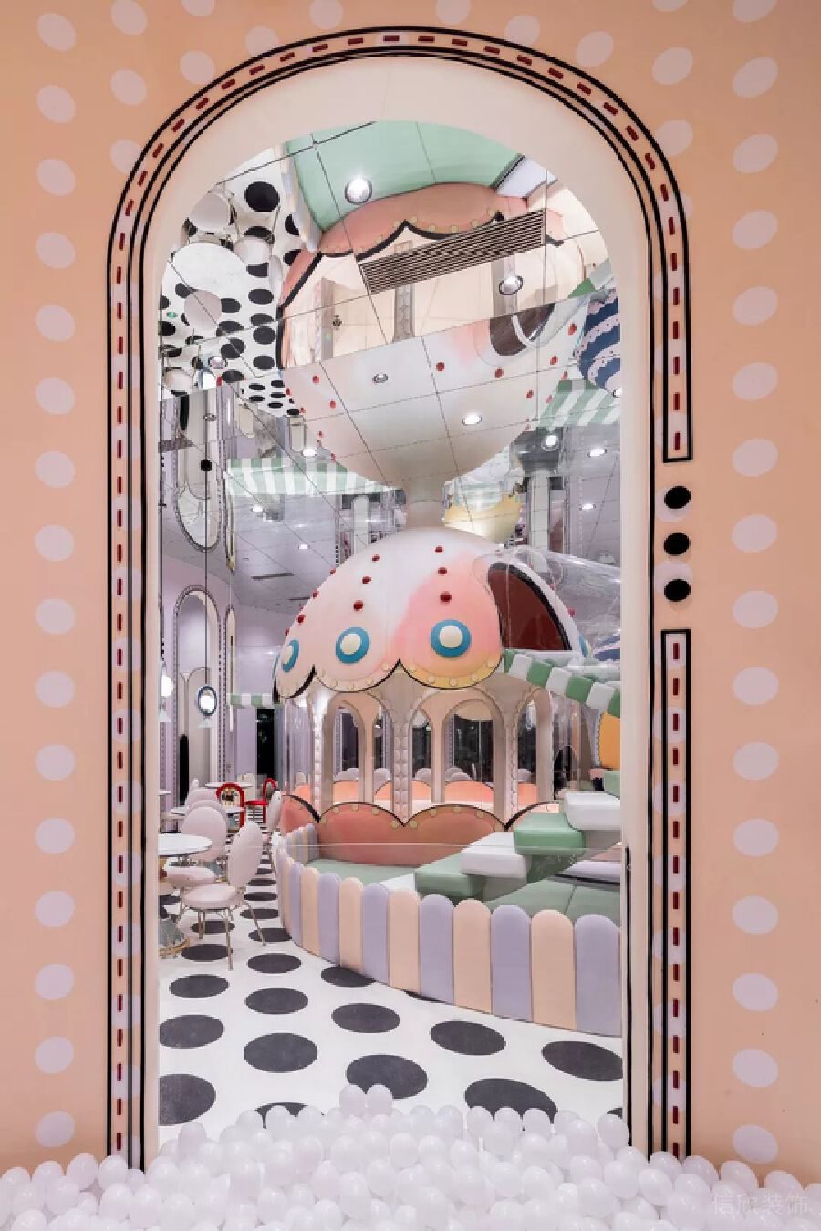 拱形裝修效果圖波點墻體游泳培訓少兒啟蒙藝術(shù)中心機構(gòu)