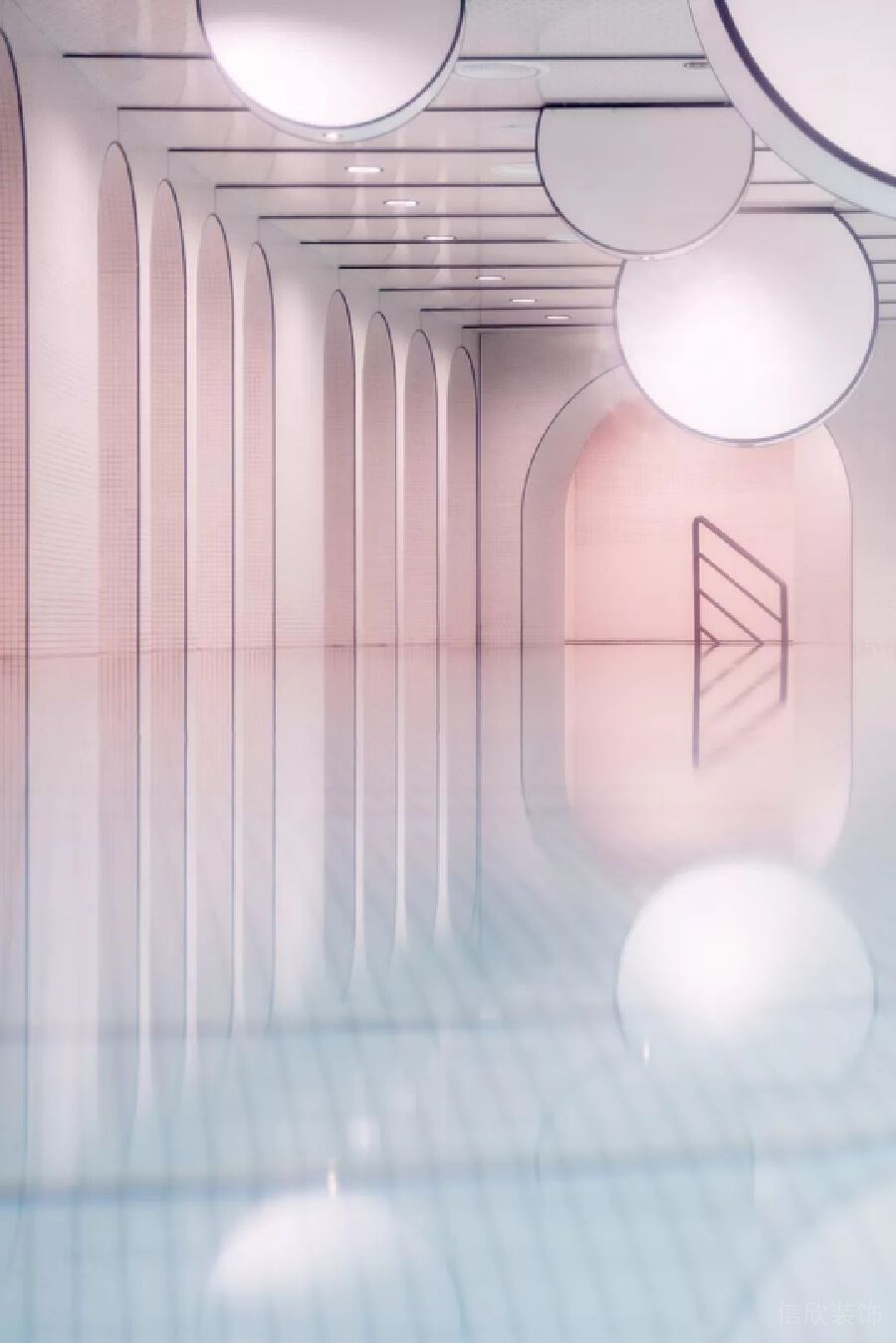 游泳培訓(xùn)少兒?jiǎn)⒚伤囆g(shù)中心機(jī)構(gòu)效果圖1粉色泳池