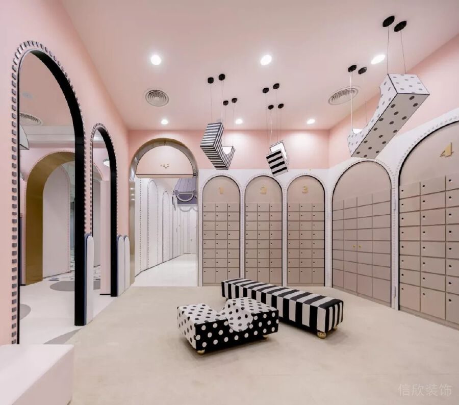 粉色木質(zhì)機構(gòu)裝修墻體收納柜