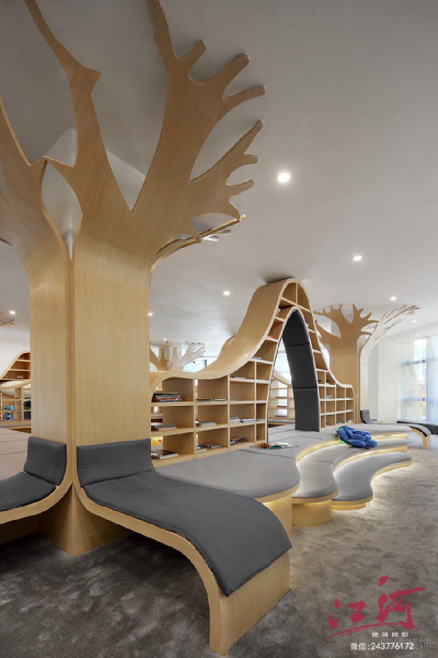 木質(zhì)墻柱設計弧形木柜設計機構(gòu)裝修圖