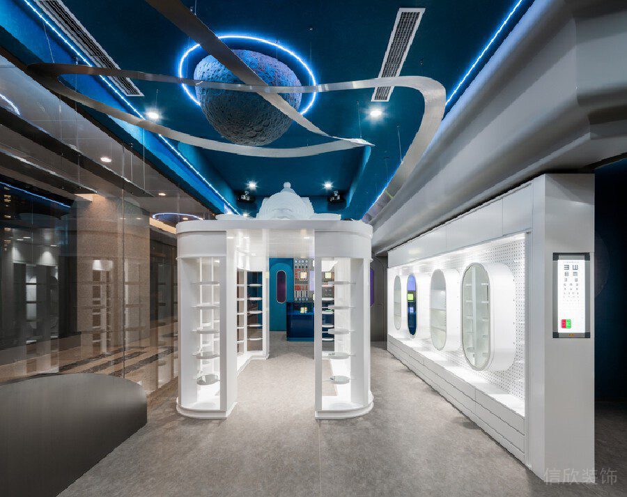 金屬弧形天花創(chuàng)意設計星球機構效果圖