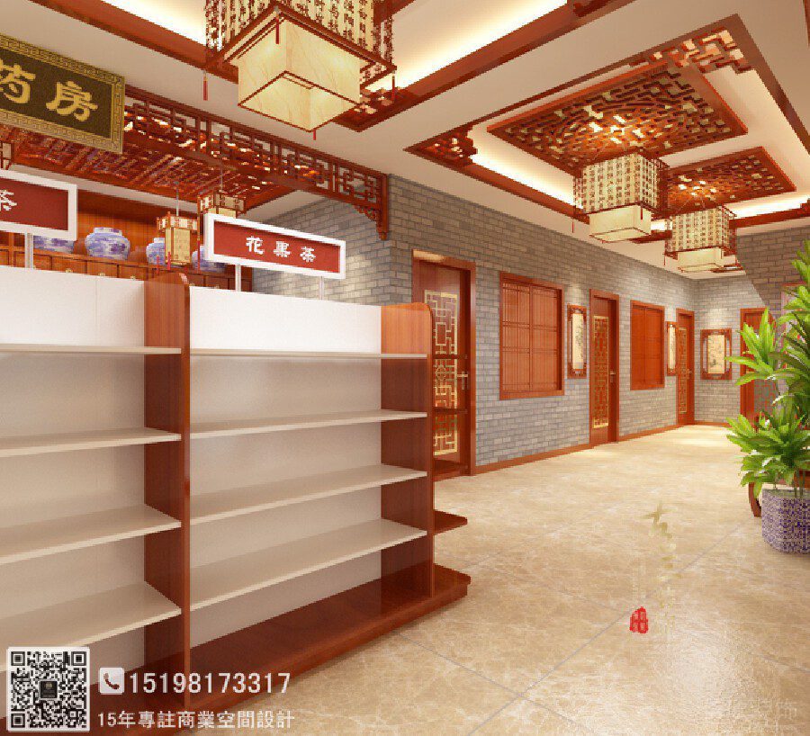 藥房裝修設計大理石產(chǎn)品展示柜木制設計