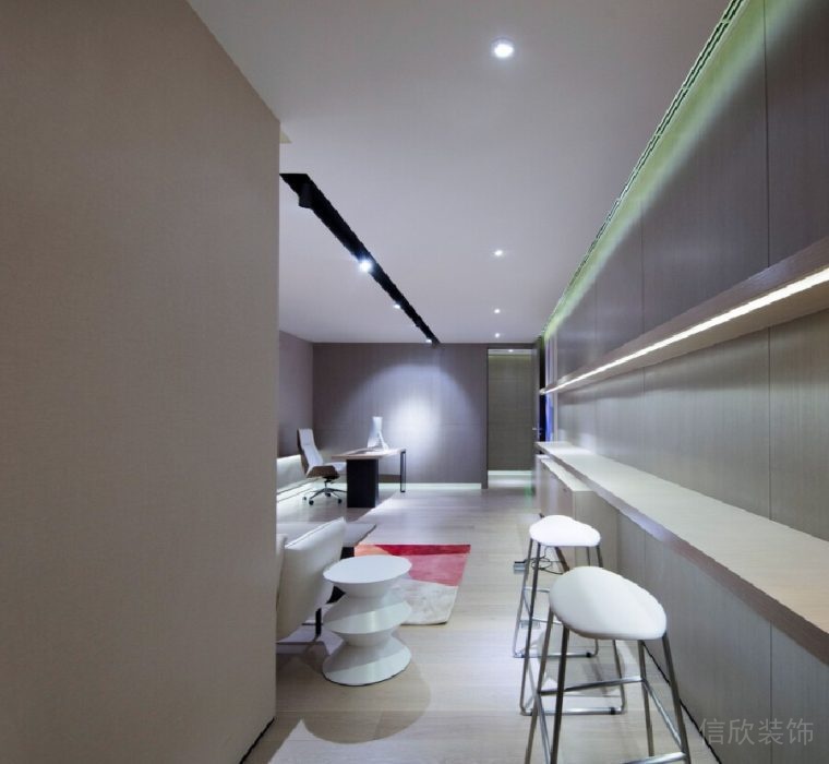 辦公室裝修設(shè)計茶水間簡約效果高腳椅效果