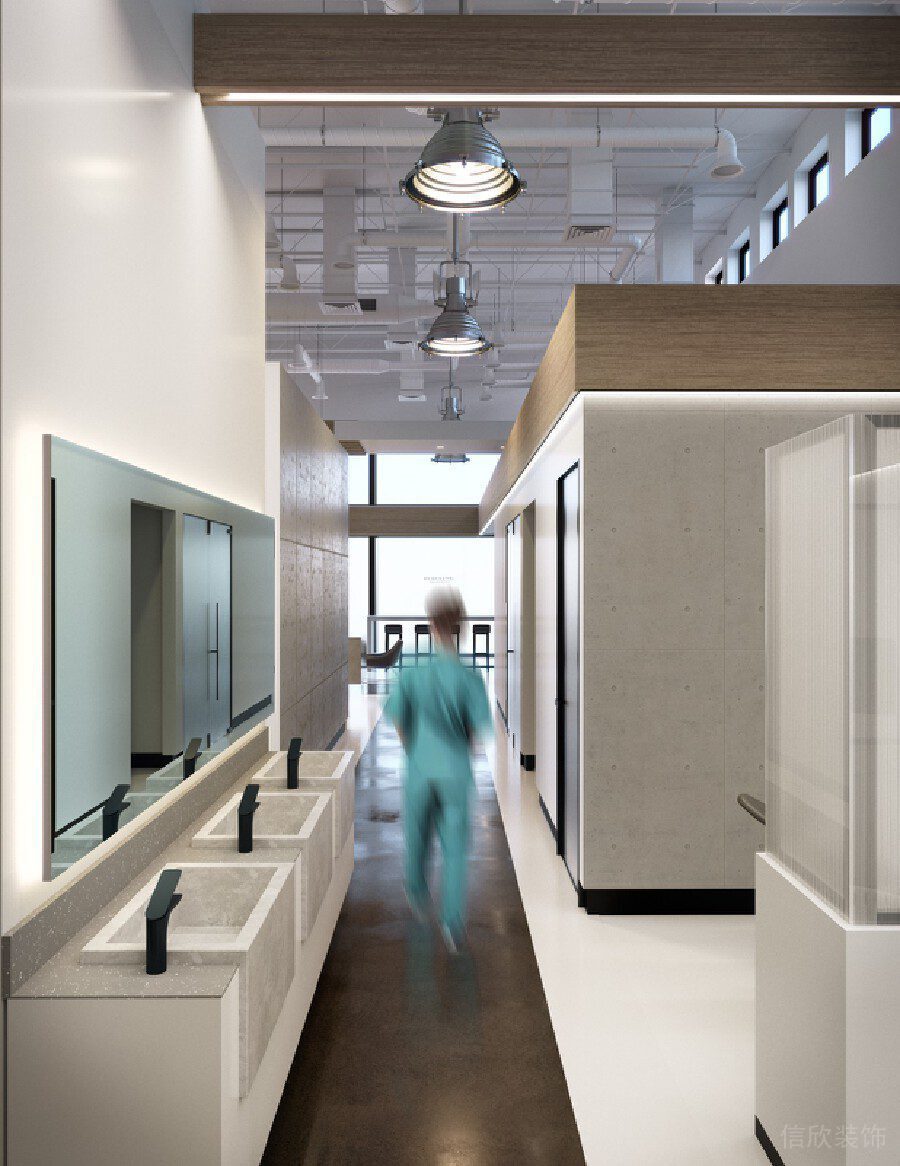 木制天花房梁設計辦公室設計牙科機構洗手消毒區(qū)域