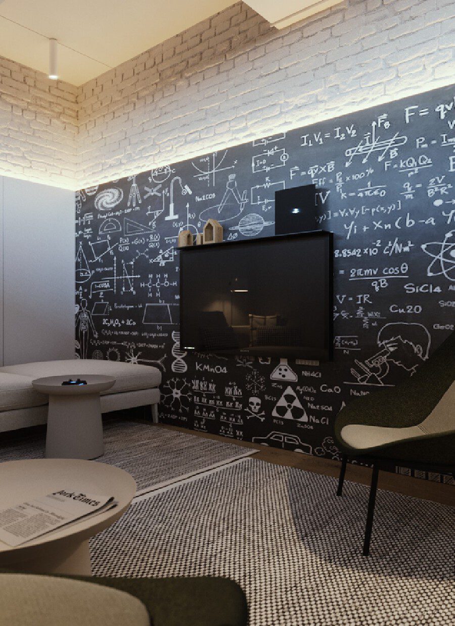 涂鴉墻黑白色調(diào)教育機(jī)構(gòu)裝修設(shè)計(jì)