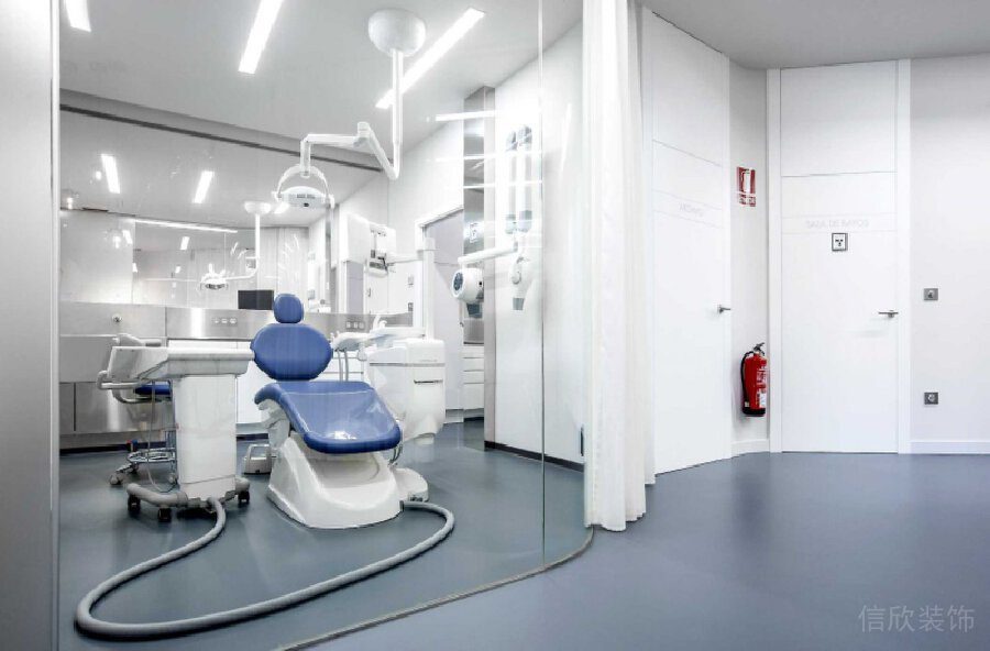 藍(lán)色真皮定制治療臺躺椅牙科機(jī)構(gòu)裝修