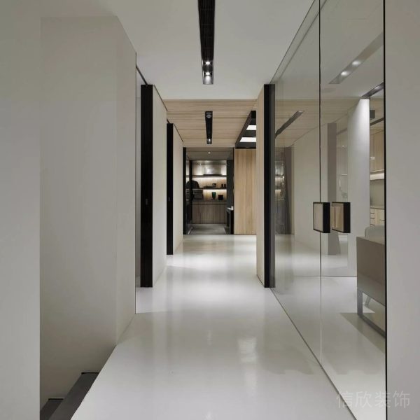 黑白色調(diào)裝修設(shè)計大理石玻璃隔斷效果