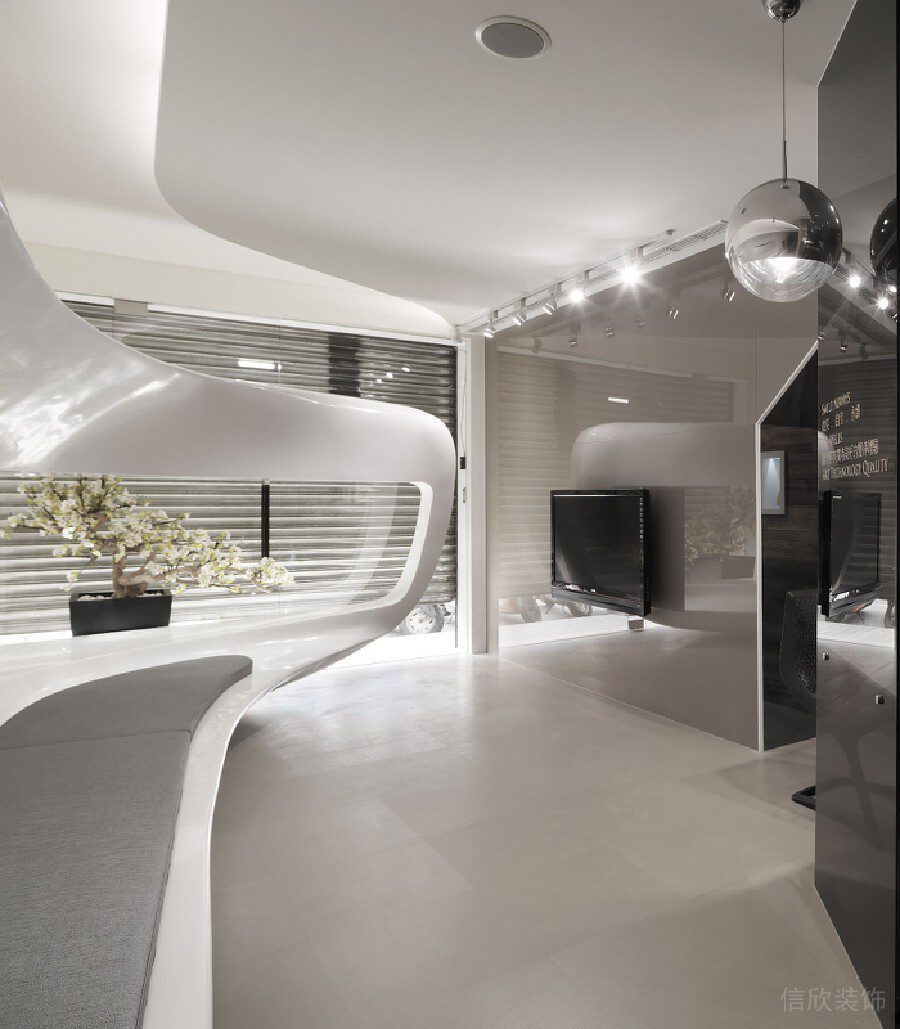 輕奢風工作室口腔診所黑白色調休息區(qū)