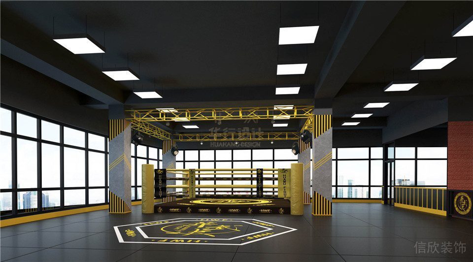 華武決朝陽(yáng)店健身房設(shè)計(jì)_搏擊臺(tái)