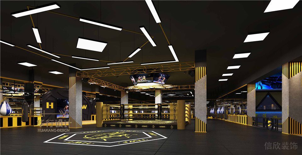 華武決寶龍店健身房設(shè)計_搏擊臺