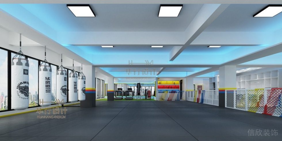 華武道惠州一店健身房裝飾設(shè)計(jì)_搏擊區(qū)