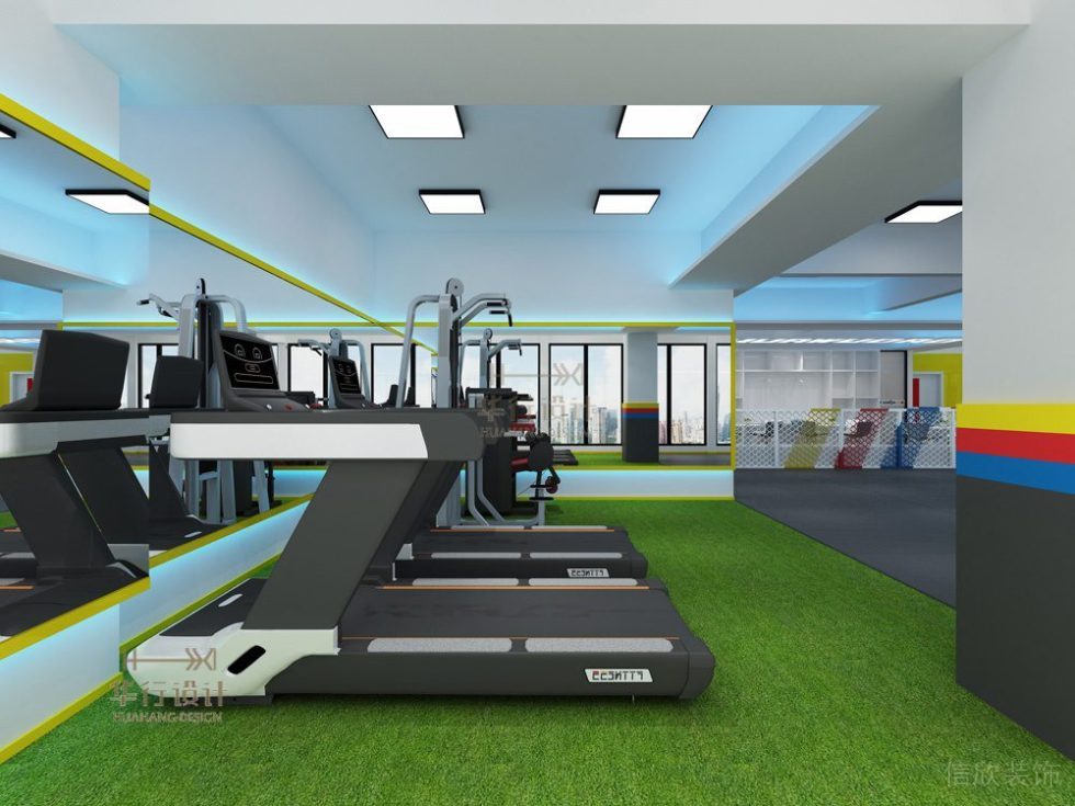 華武道惠州一店健身房裝飾設(shè)計(jì)_跑步區(qū)
