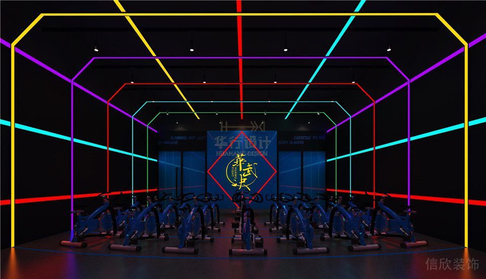 華武決東門(mén)二店深圳健身房裝修設(shè)計(jì)_動(dòng)感單車(chē)