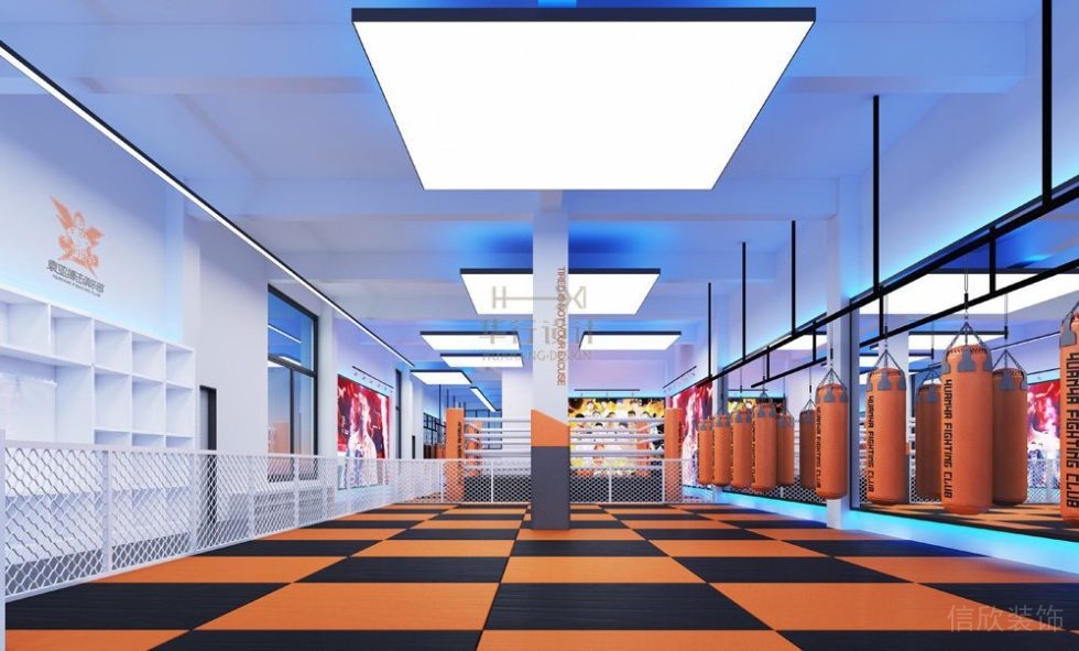 搏擊館裝修設(shè)計鎮(zhèn)雄袁亞搏擊俱樂部_沙包區(qū)