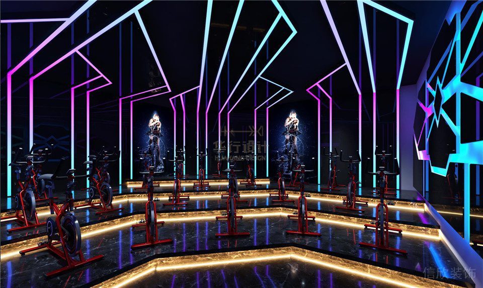 健身房裝修設(shè)計(jì)自由健身-動(dòng)感單車