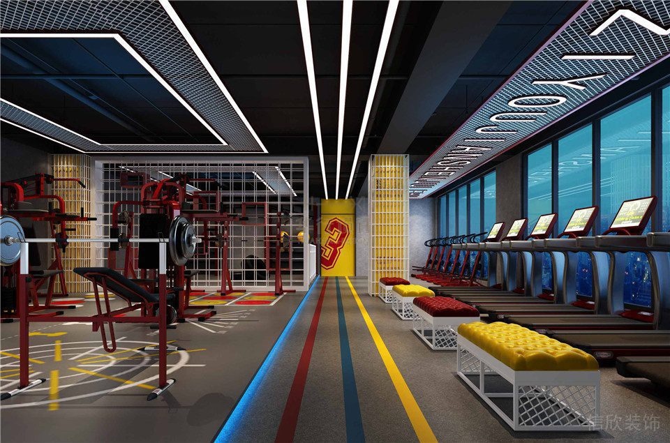 健身房裝修設(shè)計(jì)自由健身-跑步區(qū)