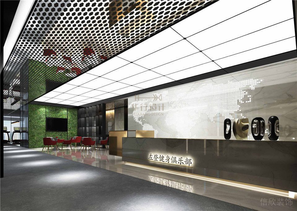 左登健身房裝修設(shè)計(jì)_前臺(tái)接待區(qū)