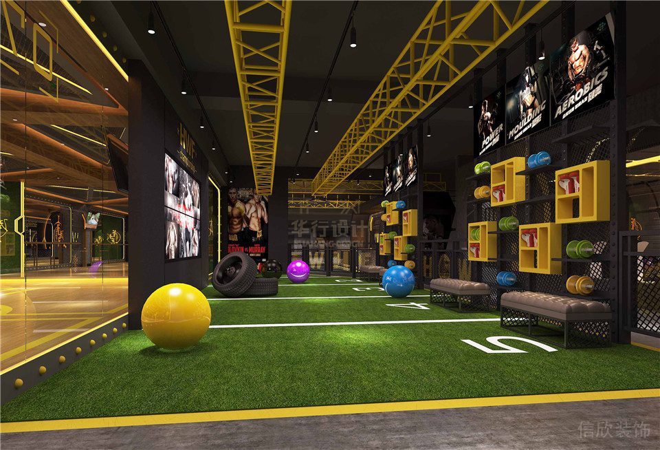 華武決平湖深圳健身房裝修設(shè)計(jì)_瑜伽球