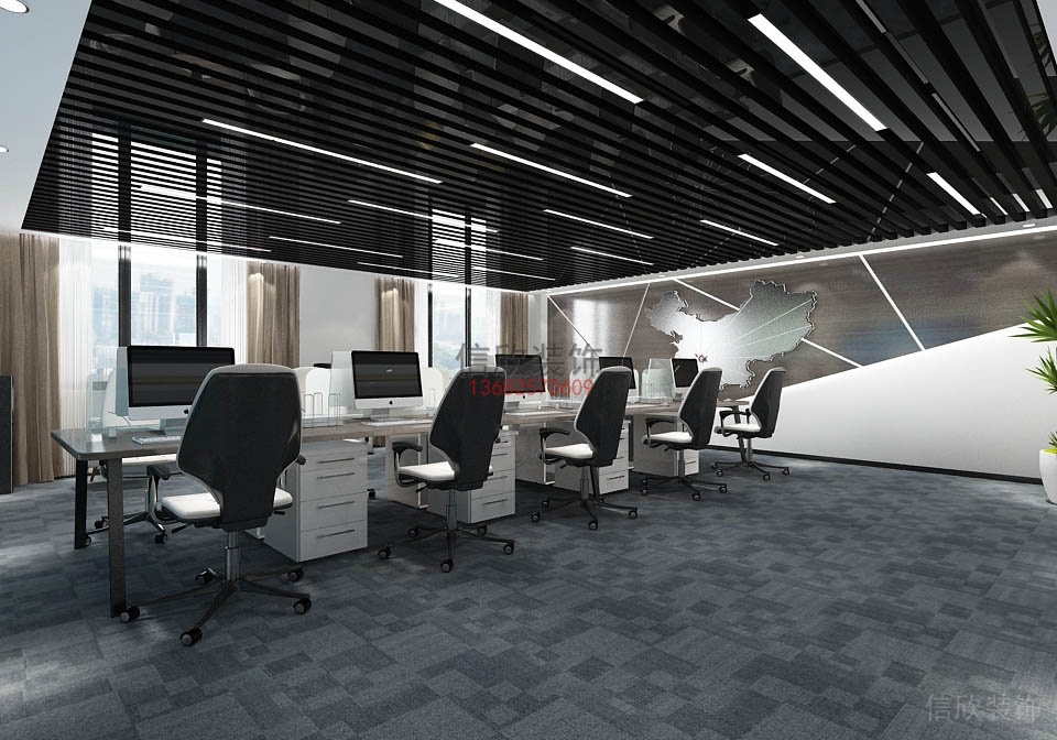 辦公室裝修大辦公區(qū)-通順汽貿(mào)