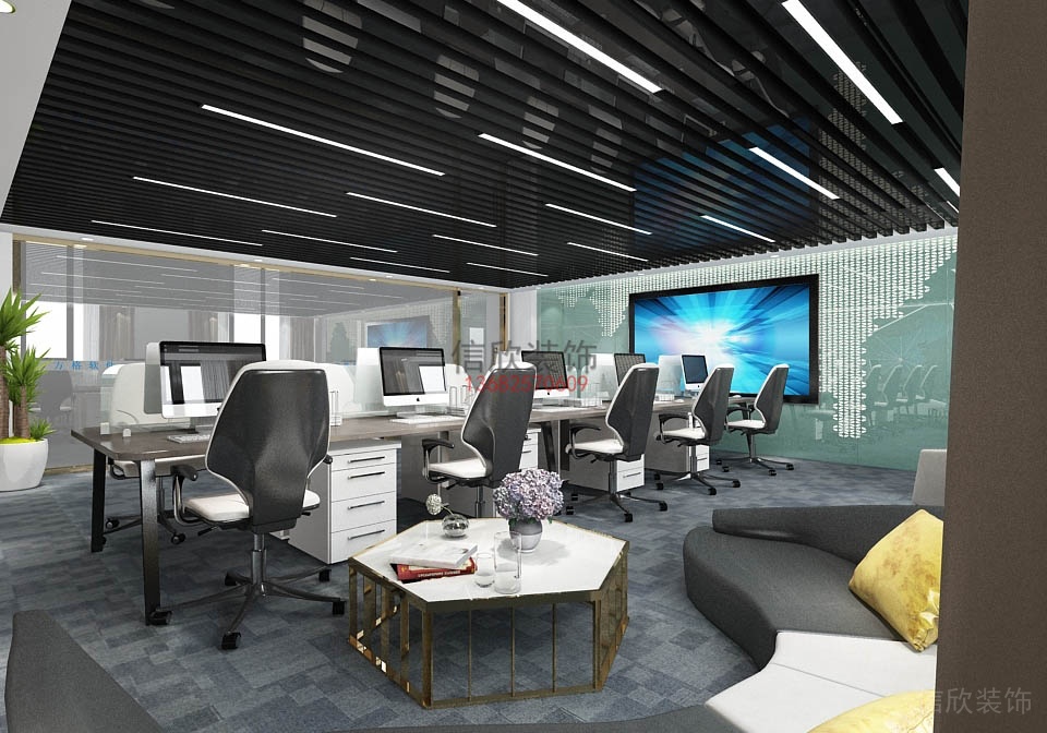 辦公室裝修公共辦公區(qū)-通順汽貿(mào)