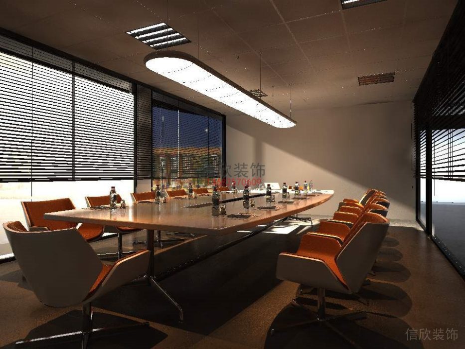 天花吊頂直線式會(huì)議室裝修玻璃隔斷創(chuàng)意設(shè)計(jì)