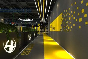 健身房裝修設(shè)計過道對稱式效果