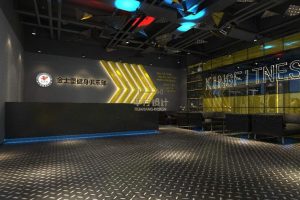 健身房俱樂部前臺裝修設(shè)計效果圖暗色設(shè)計鋼鐵地板