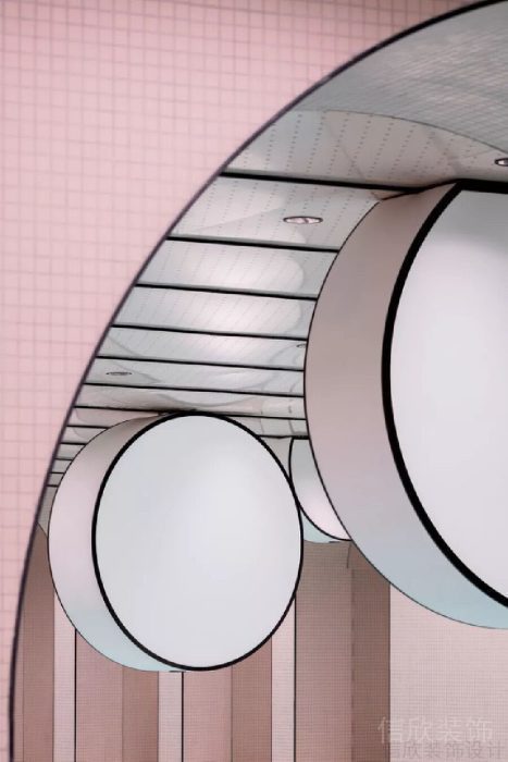 天花吊頂粉色瓷磚鋪貼游泳池裝修設(shè)計(jì)圖