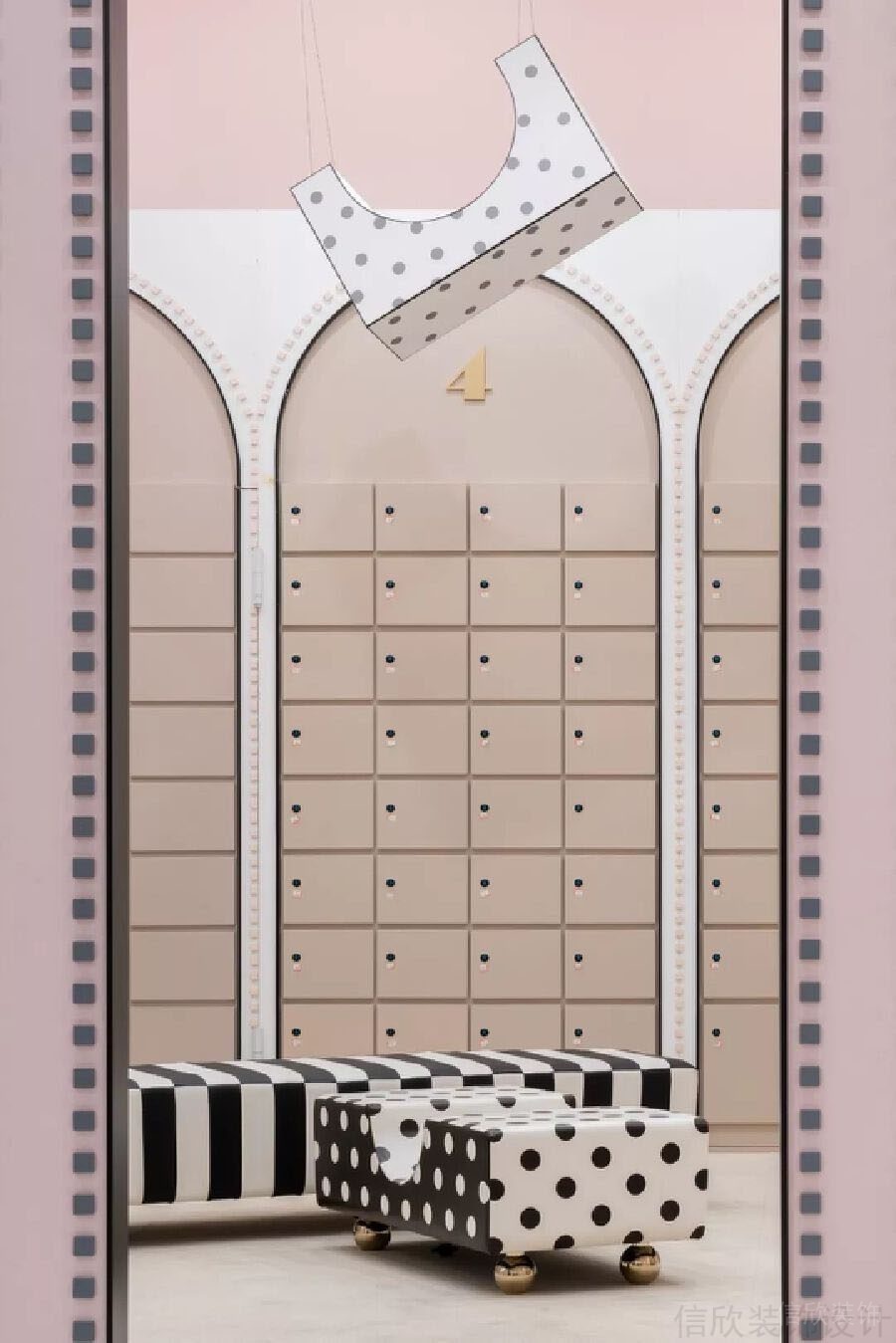 積木創(chuàng)意波點天花吊頂原木風裝修設計效果圖