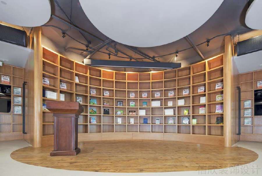 環(huán)形木柜演講臺(tái)裝修設(shè)計(jì)效果圖