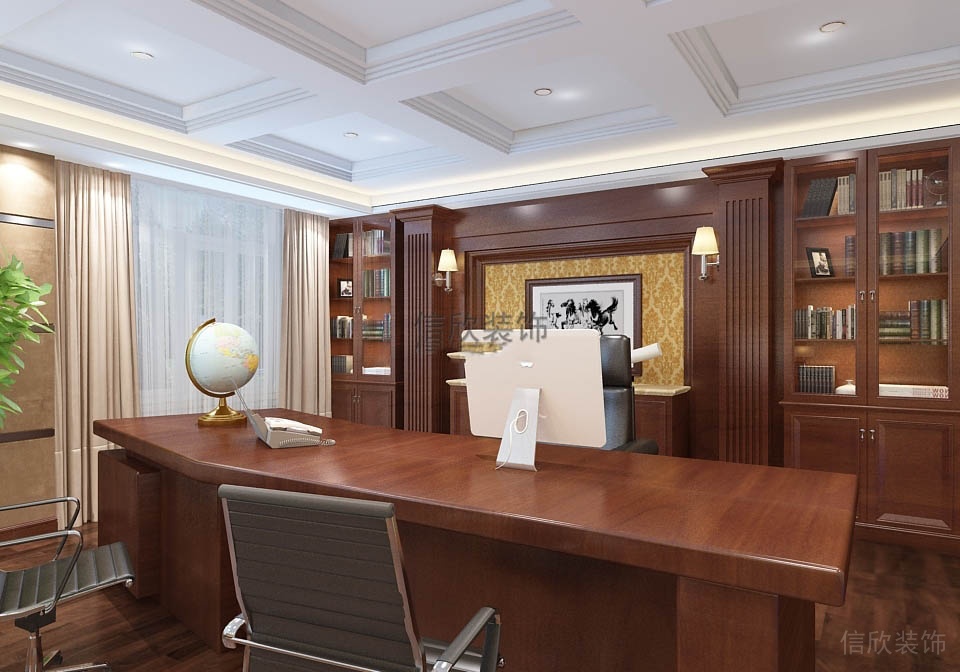 總裁辦公室弧形木質(zhì)創(chuàng)意商務(wù)風(fēng)效果圖
