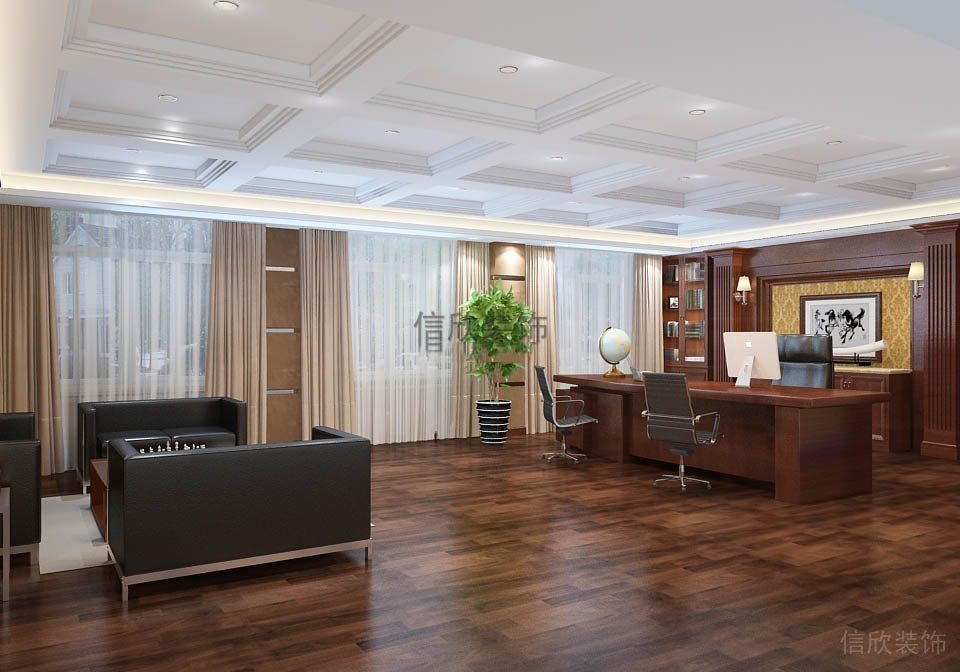 中式風現(xiàn)代辦公室簡約商務風木制裝修
