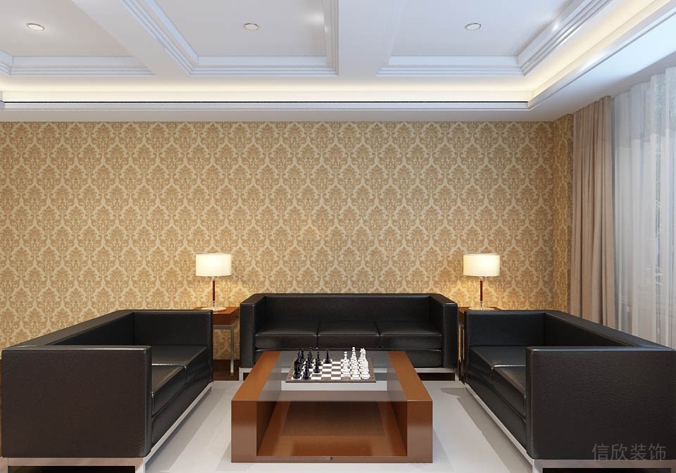 古典墻體貼式設(shè)計沙發(fā)商務(wù)風(fēng)辦公室