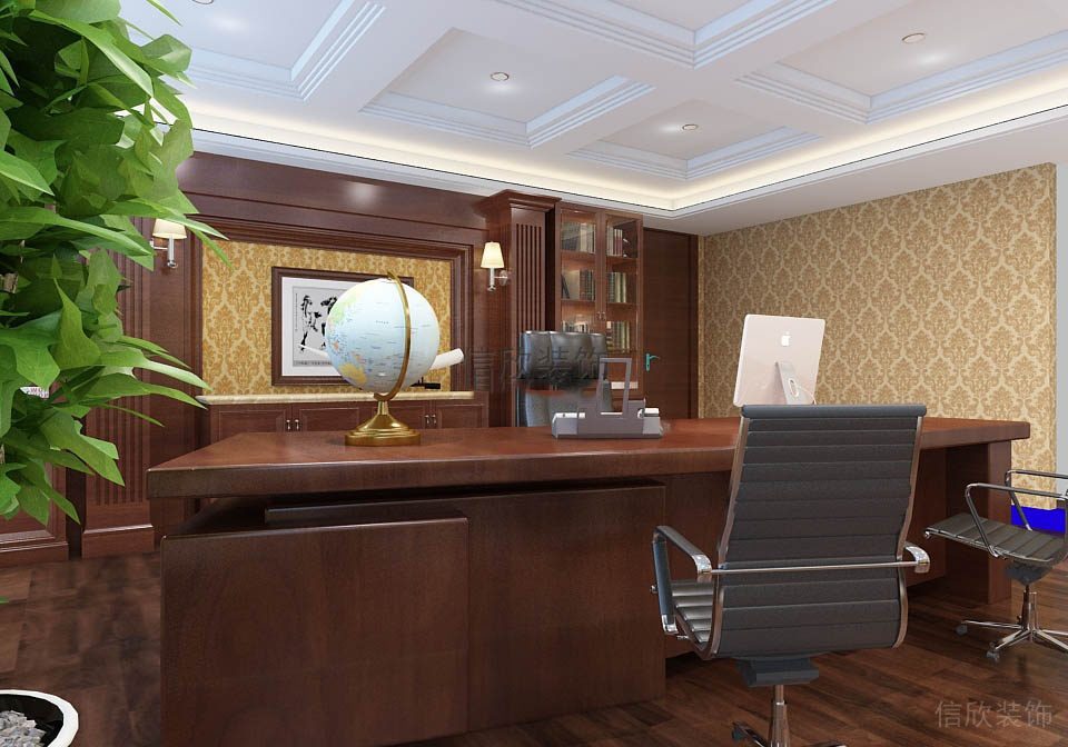 總裁辦公室中式風(fēng)天花鏤空環(huán)形創(chuàng)意石膏設(shè)計(jì)