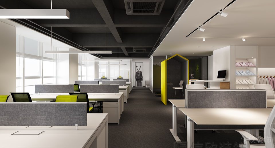 黑白色調(diào)現(xiàn)代簡(jiǎn)約工作區(qū)域辦公室裝修效果