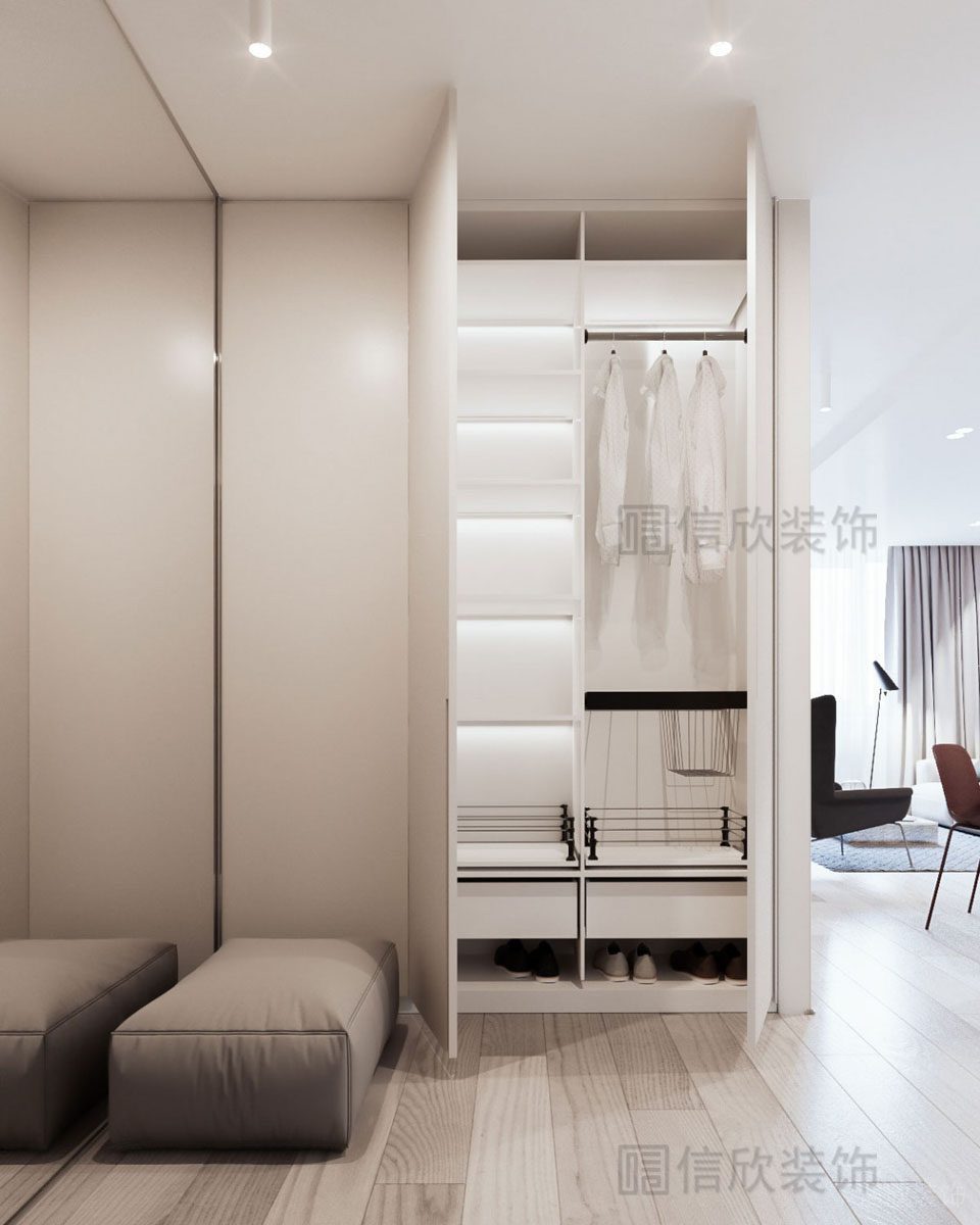 現(xiàn)代白色衣柜實(shí)景圖