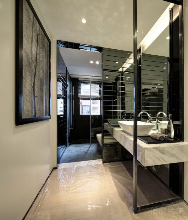 智能整裝房屋設(shè)計效果圖大理石裝修衛(wèi)生間洗手池