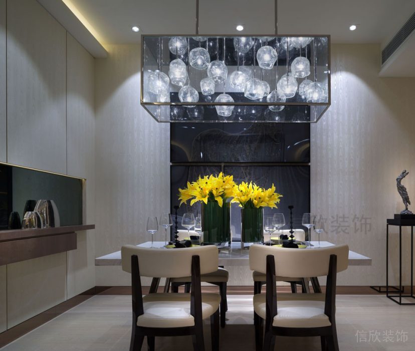 水晶天花吊頂水母玻璃燈飾設(shè)計(jì)就餐區(qū)