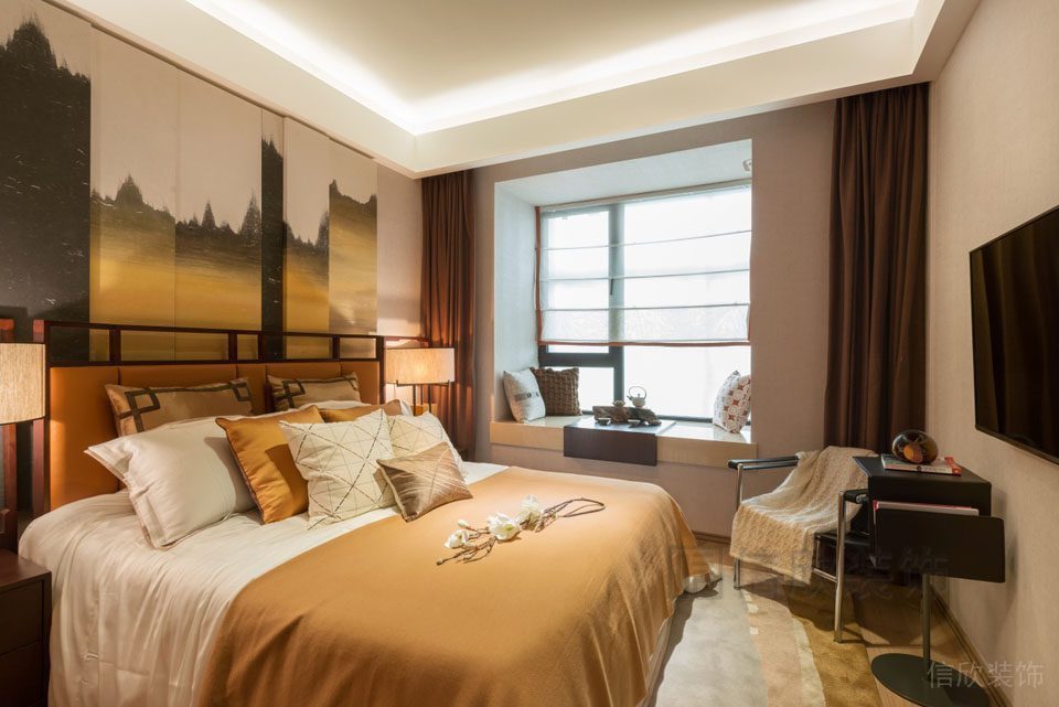 臥室裝修設(shè)計輕奢風古典效果棕色調(diào)現(xiàn)代簡約舒適設(shè)計圖