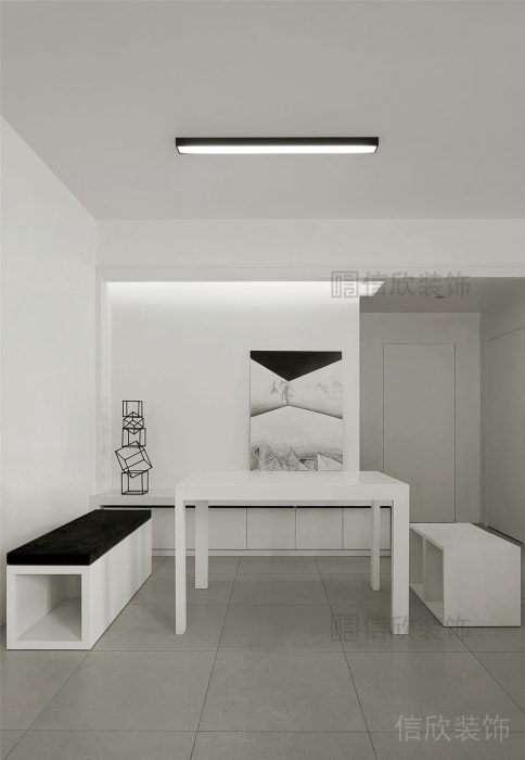 黑白色調(diào)簡約就餐區(qū)全屋定制精品房效果