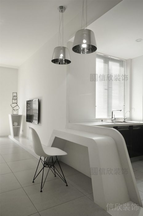 簡(jiǎn)約白金屬天花吊頂大廳套房弧線(xiàn)設(shè)計(jì)