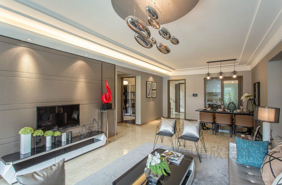 輕奢風(fēng)大理石天花吊頂大廳裝修就餐區(qū)裝修設(shè)計(jì)